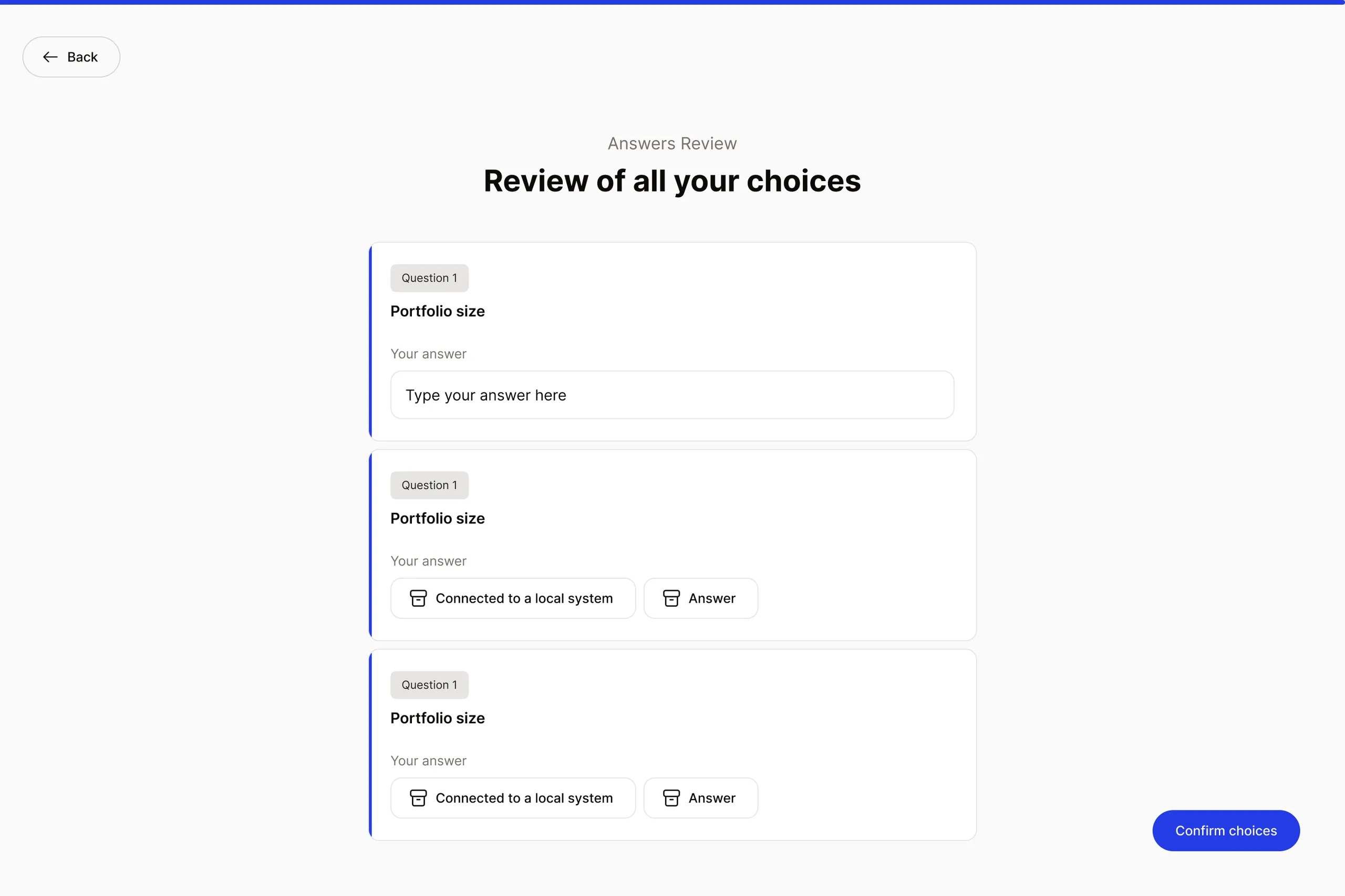 Review of all your choices before the results