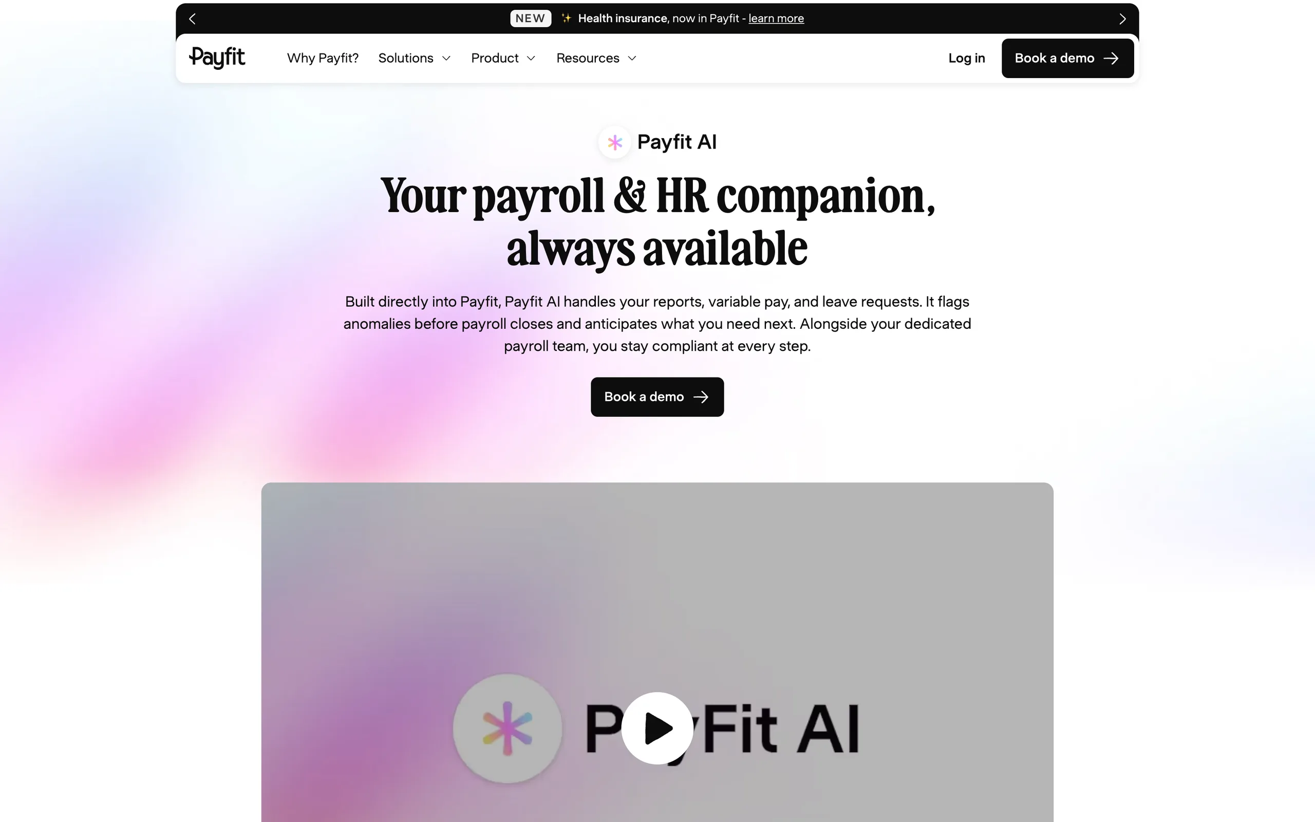 Payfit AI page: Your payroll and HR companion, always available