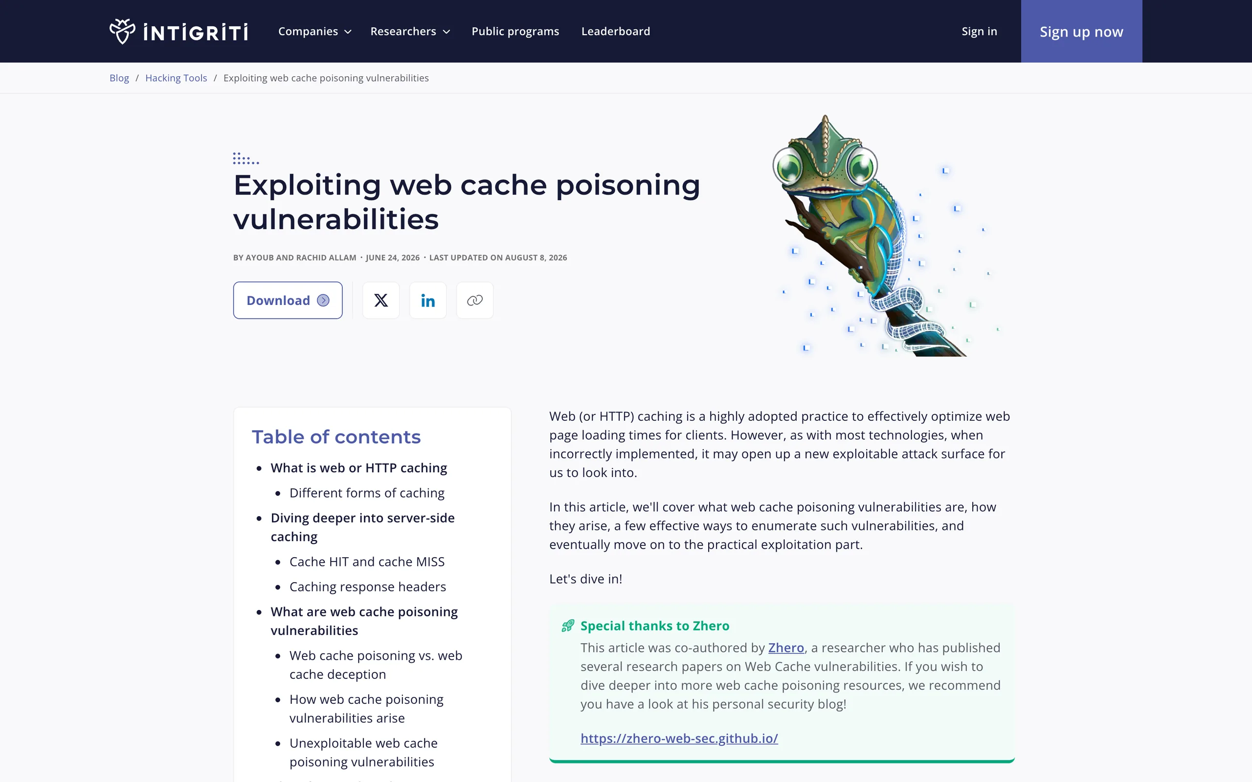 Blog article: Exploiting web cache poisoning vulnerabilities