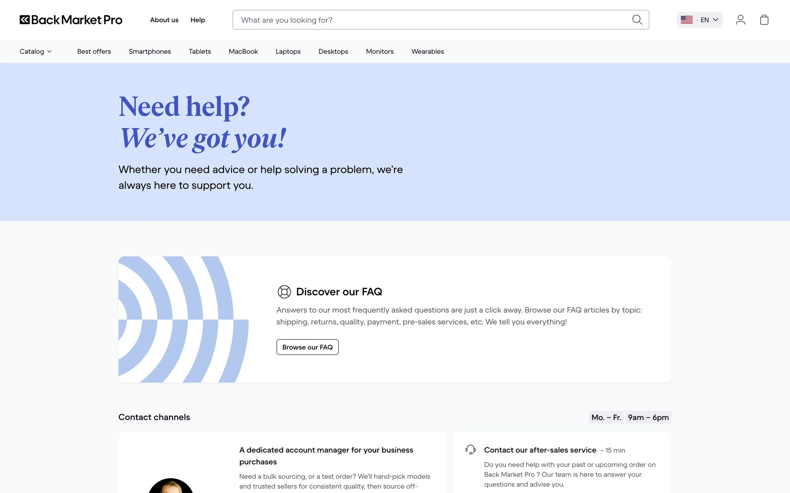 Contact page: Need help? We’ve got you