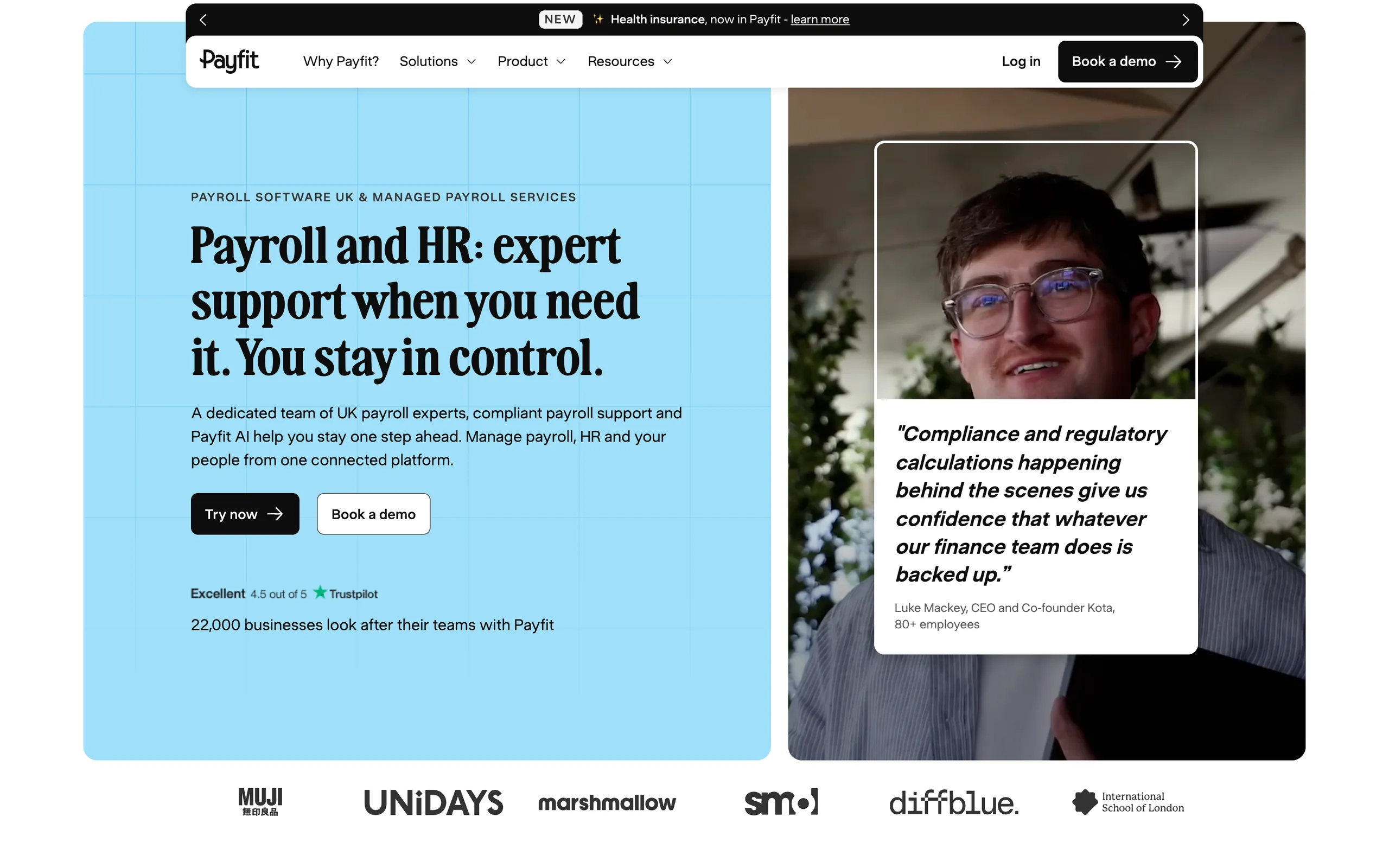 payfit.com home page: Payroll and HR, expert support when you need it