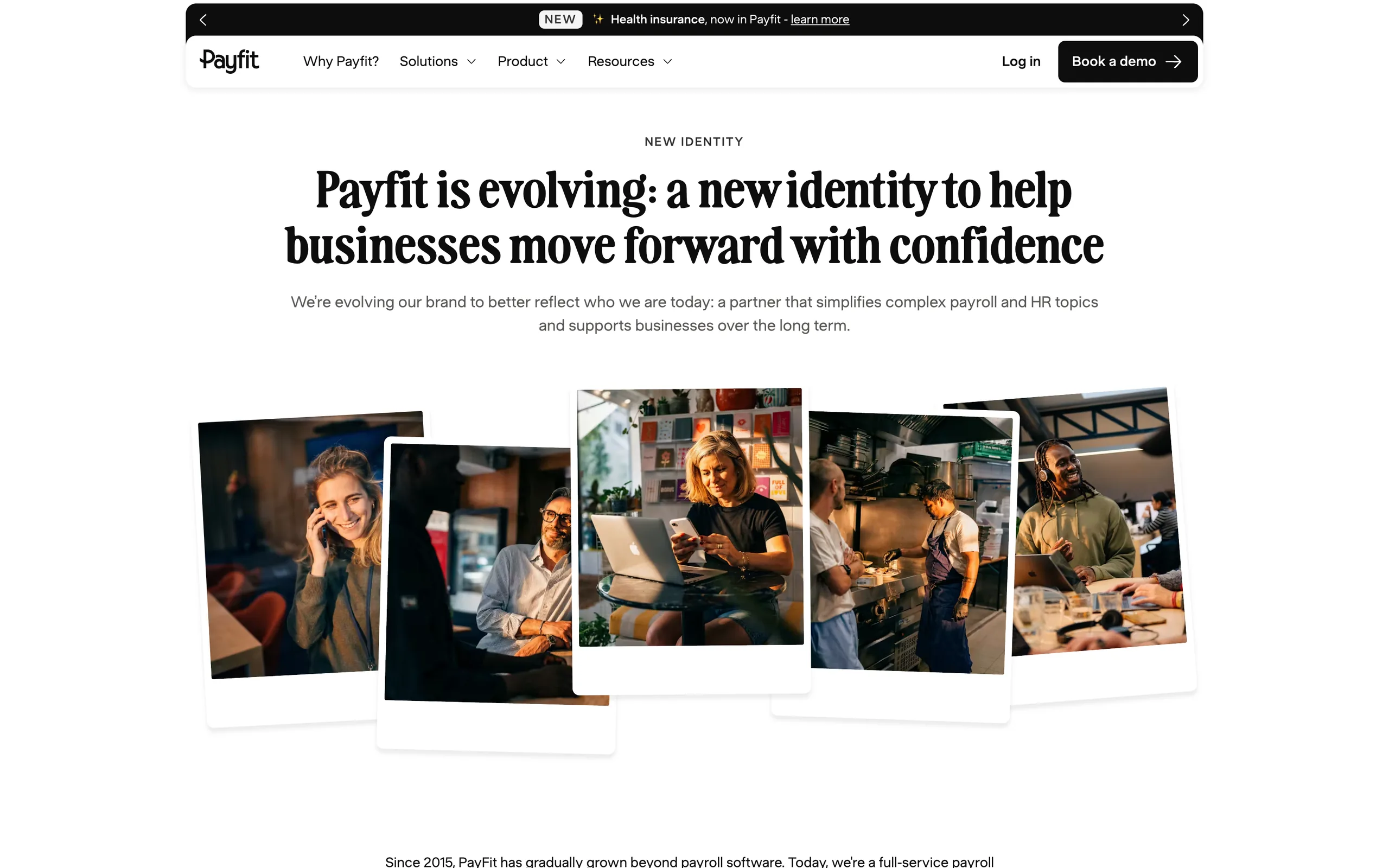 New identity page: Payfit is evolving, a new identity to help businesses move forward with confidence
