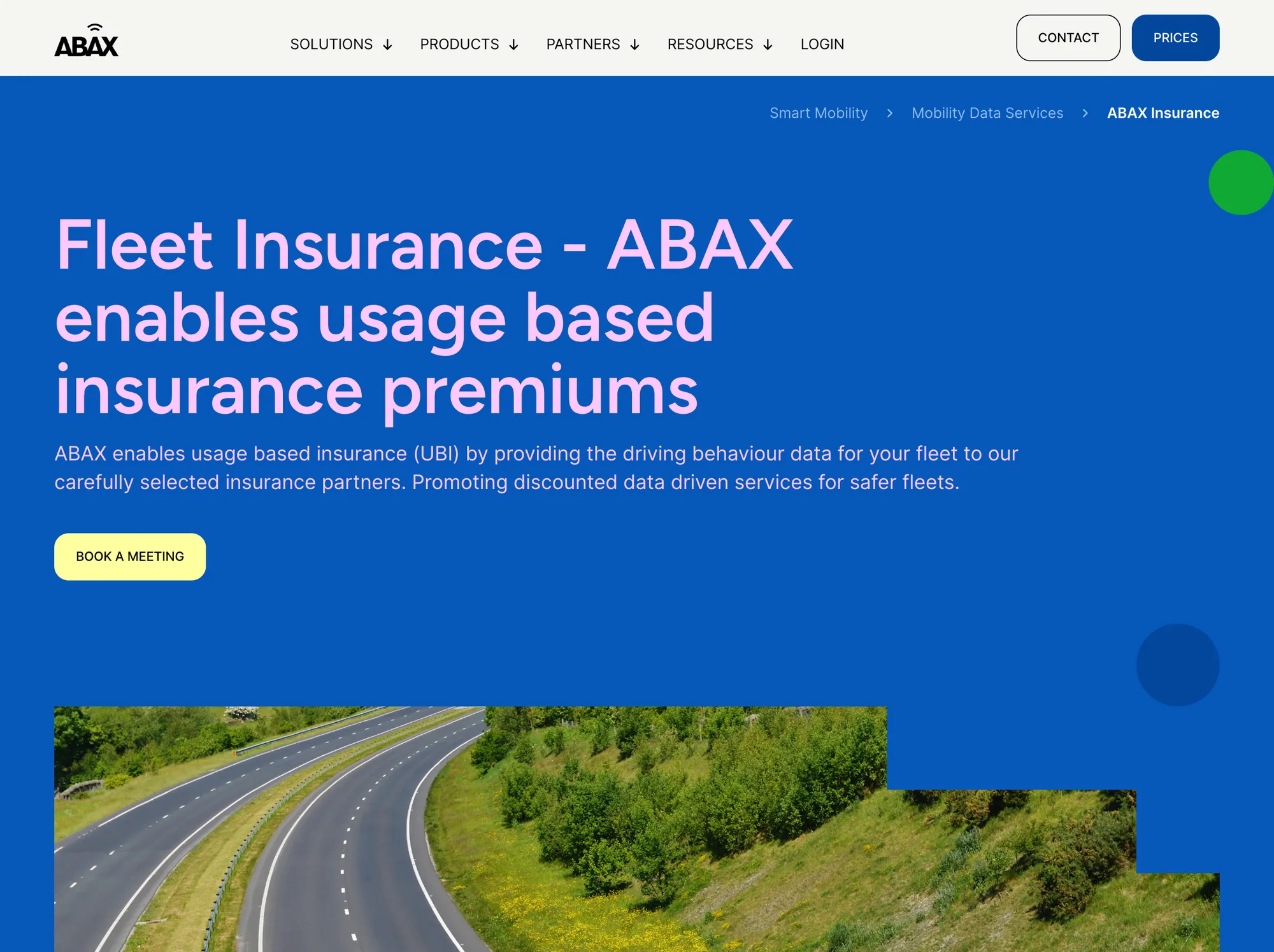 Fleet insurance page: ABAX enables usage based insurance premiums