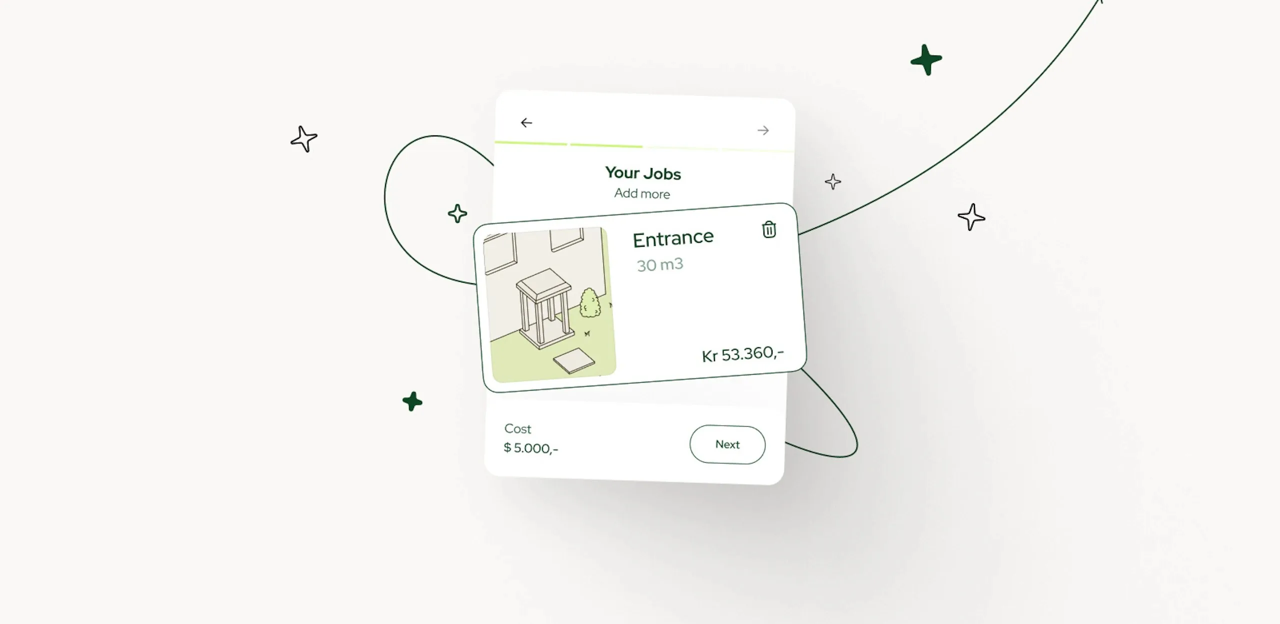 Your jobs: an entrance renovation of 30 m³ with its price