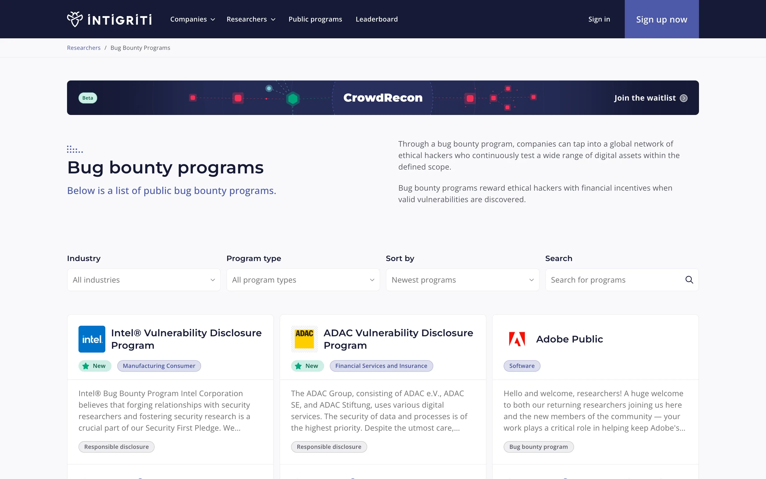 Public bug bounty programs directory