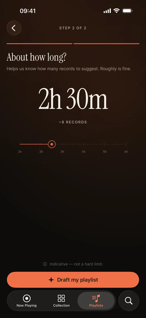 Analog app: 2. Set the length