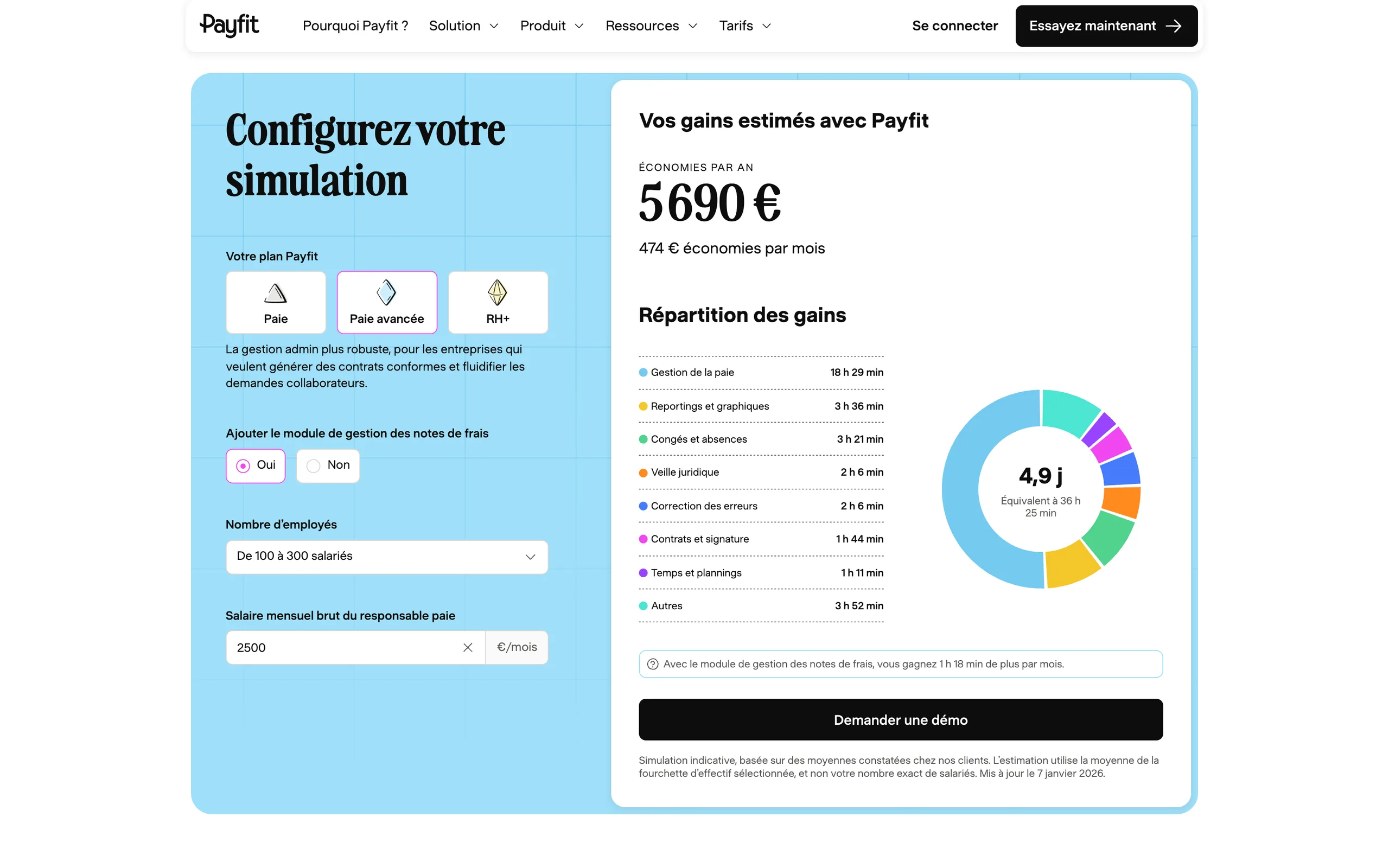 Savings simulator: configure a plan and team size, then see the yearly savings and the hours saved per task