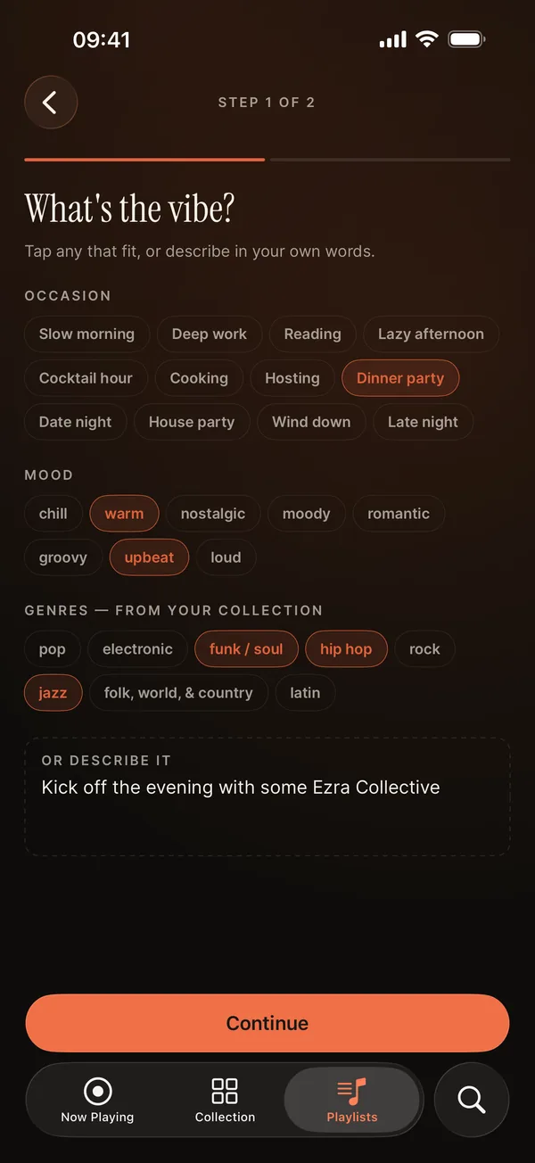 Analog app: 1. Pick the vibe